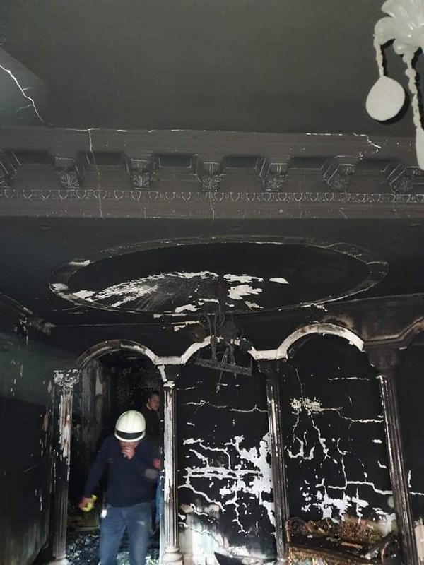 منزل ايهاب توفيق الذي احترق