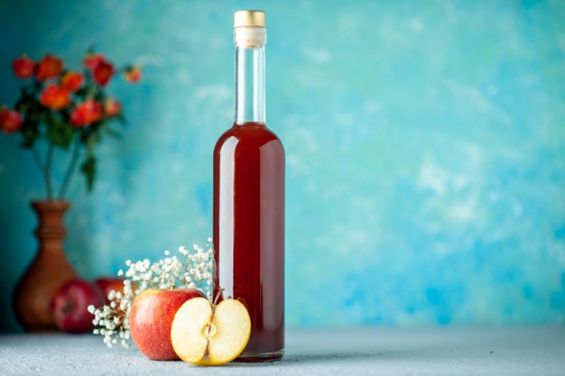 front view red apple vinegar blue background food fruit alcohol wine sour color juice 179666 17608